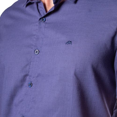 Camisa Masculina MX72 Manga Curta Viscolinho Marinho