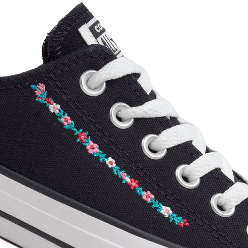 Tênis Feminino Converse Chuck Taylor All Star com Flores Preto
