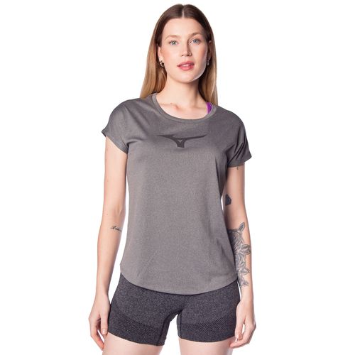 Camiseta Feminina Mizuno Spark Big Logo Cinza Escuro