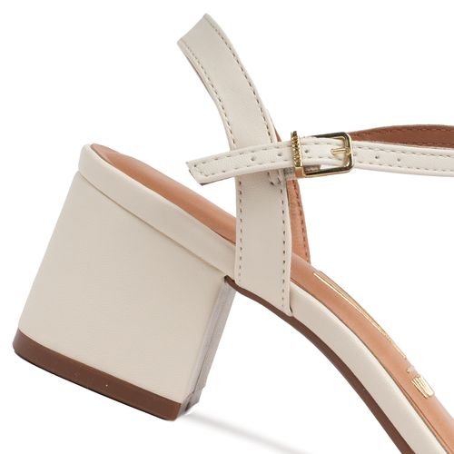 Sandália Feminina Vizzano Salto Bloco Off White