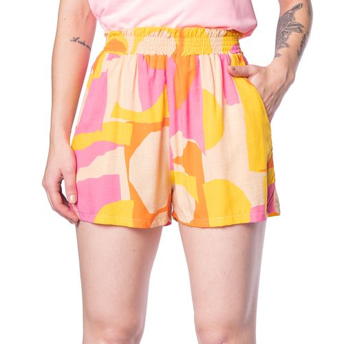 Short Feminino Trilhos Urbanos Viscose Estampado Rosa