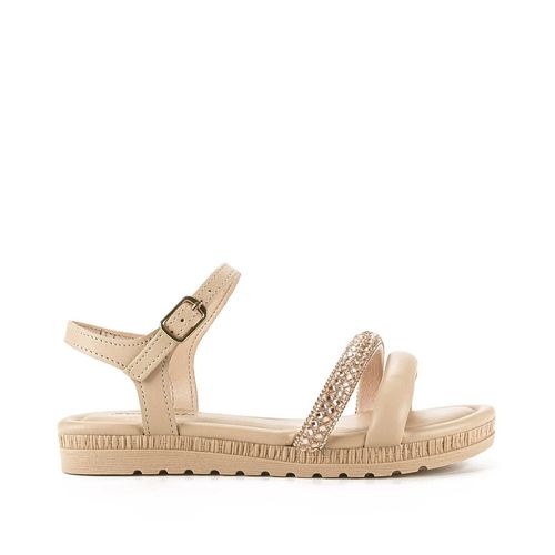 Sandália Infantil Pink Cats Flatform com Brilhos Bege