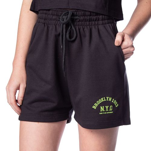 Short Feminino Over Surf Moletom Brooklyn Preto