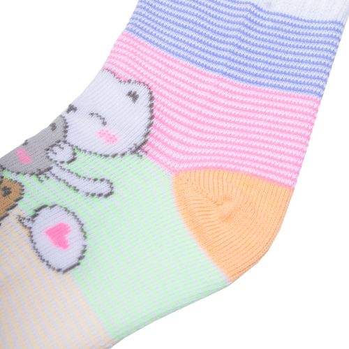 Meia Infantil Selene Cano Médio Gatinhos Branco/rosa