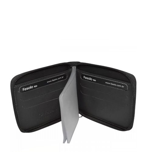 Carteira Masculina Fasolo em Couro com Zíper H014 Preto