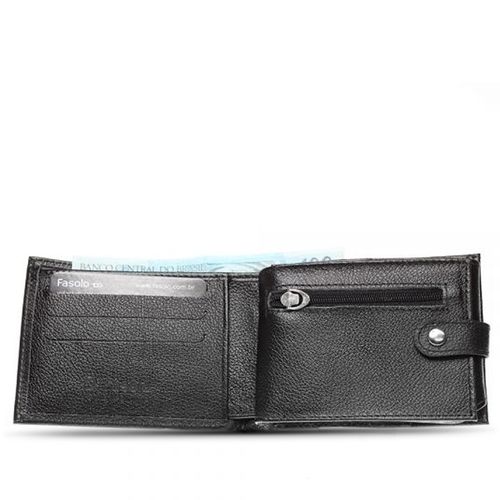 Carteira Masculina Fasolo com Porta Cheque H015 Preto