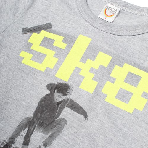 Camiseta Infantil Boca Grande Menino SK8 Cinza