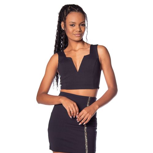 Cropped Feminino Lolly Polly Decote V Preto