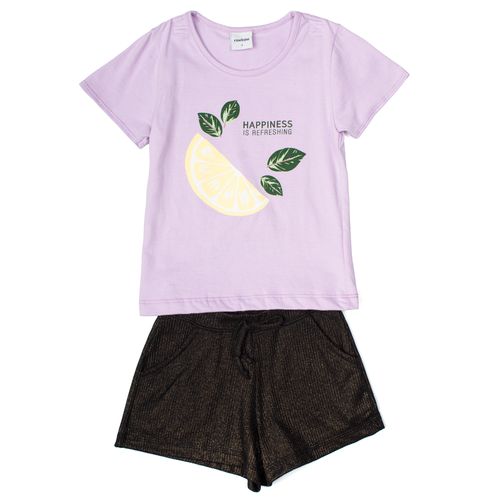Conjunto Infantil Rovitex Menina Happiness Lilás