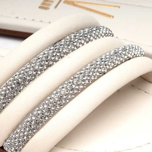 Rasteira Feminina Vizzano Tiras com Strass Branco