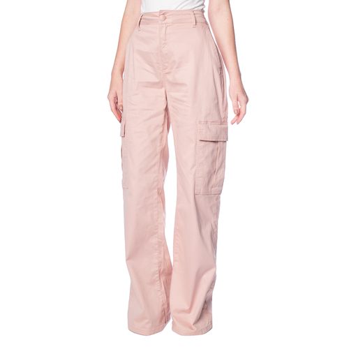 Calça Feminina Pitt Wide Leg com Bolso Cargo Rosa Claro