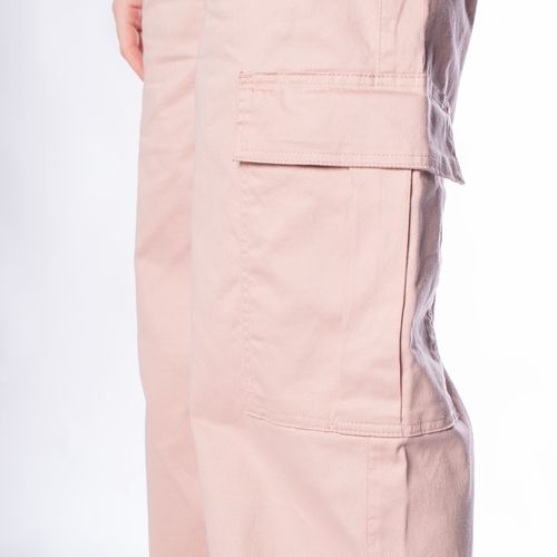 Calça Feminina Pitt Wide Leg com Bolso Cargo Rosa Claro