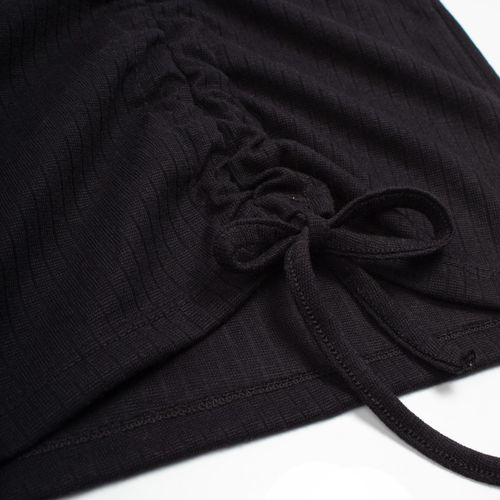 Blusa Juvenil Rechsul Canelada com Franzido Preto