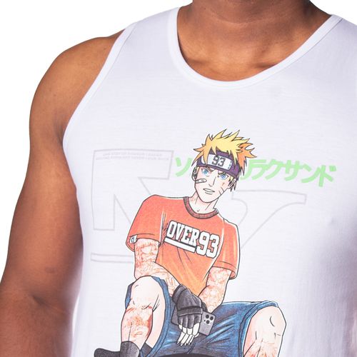Regata Masculina Over Surf Estampa Anime Branco