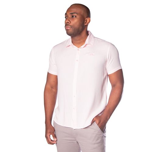 Camisa Masculina Red Nose Manga Curta de Viscose Rosa Claro
