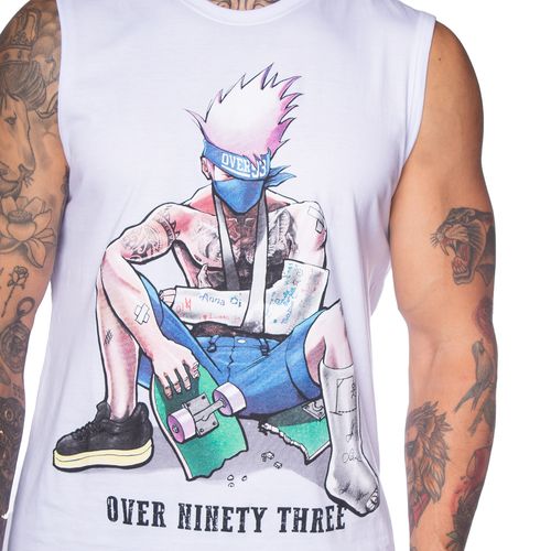 Regata Masculina Over Surf Estampa Anime Branco