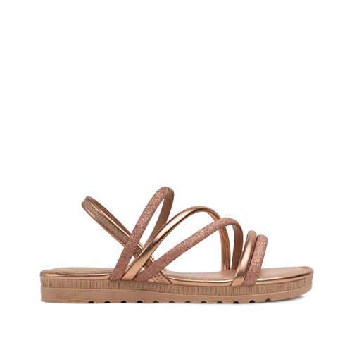 Sandália Infantil Pink Cats Flatform com Brilho Ouro Rosado