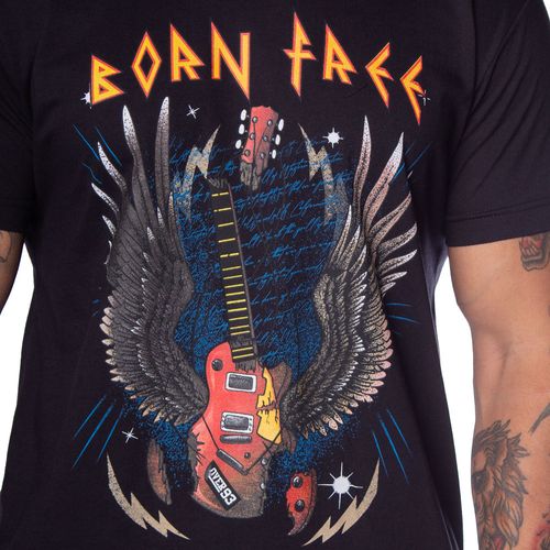 Camiseta Masculina Over Surf Born Free Preto
