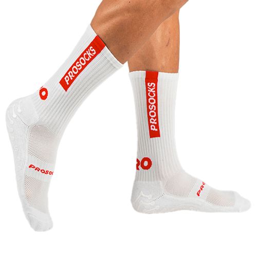 Meia de Futebol ProSocks UltraGrip Branco/vermelho