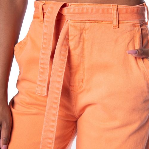 Calça de Sarja Feminina Pitt Wide Leg Laranja