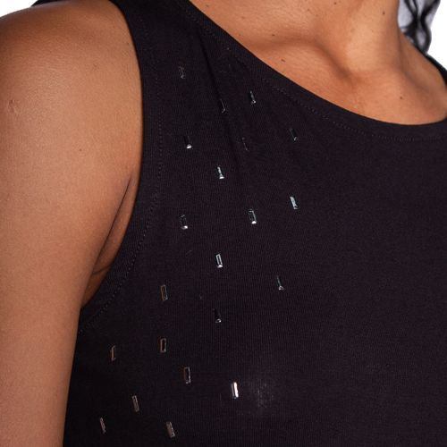 Regata Feminina Averzzy com Aplicação de Brilhos Preto