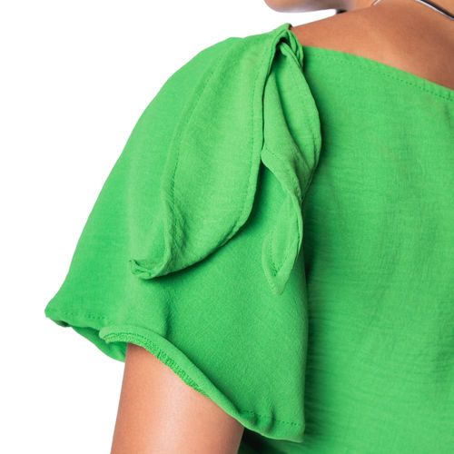 Blusa Feminina Giraffe com Laço na Manga Verde