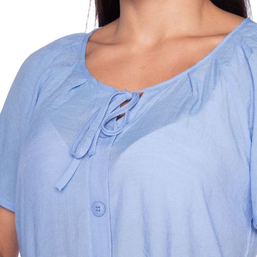 Blusa Feminina Blue Blossom com Amarração Azul Claro