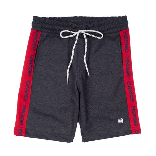 Bermuda de Moletom Juvenil Gangster Marinho/vermelho
