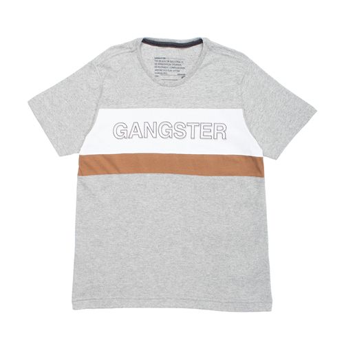 Camiseta Juvenil Gangster com Recortes Cinza