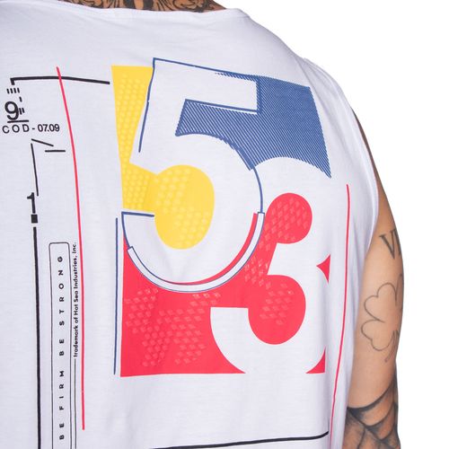 Regata Masculina Gangster Estampa nas Costas Branco