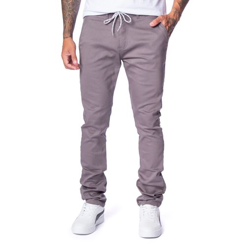 Calça de Sarja Masculina Gangster Slim com Cordão Cinza