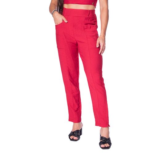 Calça Feminina Averzzy com Bolsos Frontais Vermelho