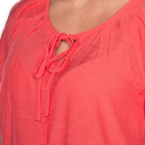 Blusa Feminina Blue Blossom com Amarração Coral