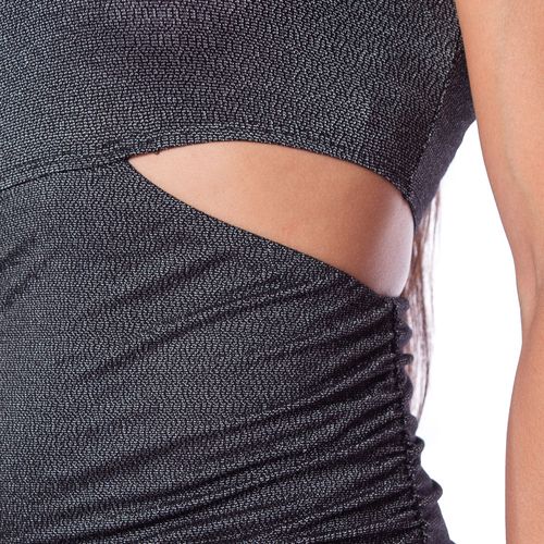 Vestido Feminino Cativa com Franzido e Recorte Preto