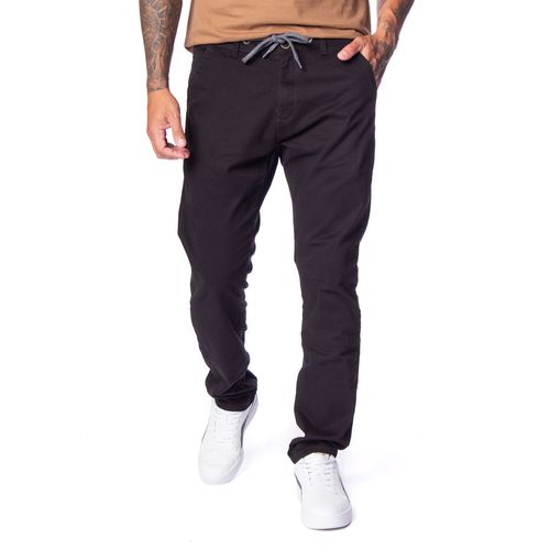Calça de Sarja Masculina Gangster Slim com Cordão Preto