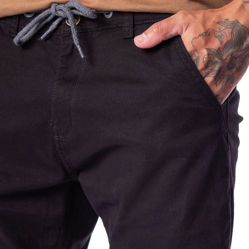 Calça de Sarja Masculina Gangster Slim com Cordão Preto