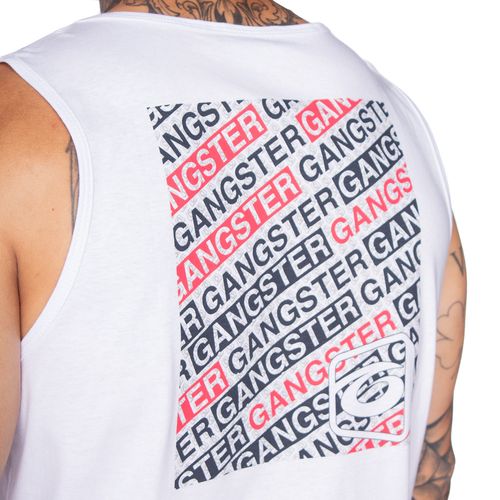 Regata Masculina Gangster com Estampa nas Costas Branco