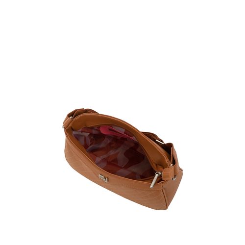 Bolsa Feminina Rafitthy Transversal Matelassê Caramelo
