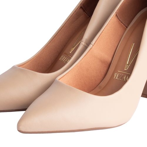 Sapato Feminino Vizzano Salto Bloco Alto Bege