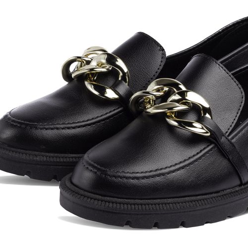 Sapato Mocassim Feminino Beira Rio Com Corrente Preto