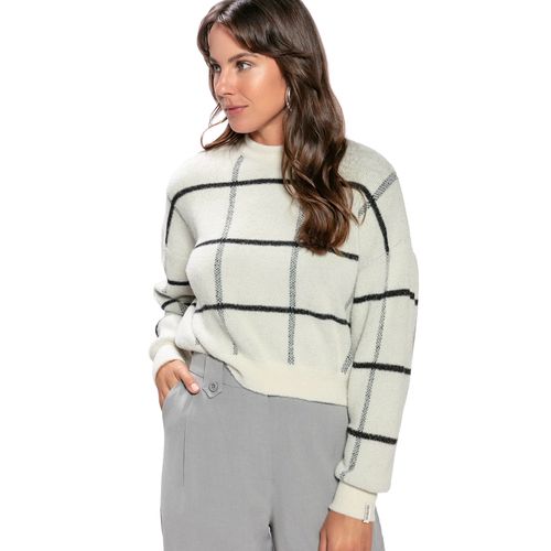 Blusa Feminina Biamar Tricot Grid Bege Claro