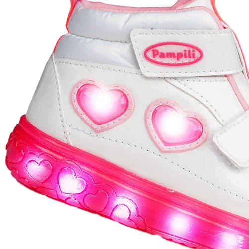 Tênis Infantil Pampili Pamps IA com Led Branco/rosa
