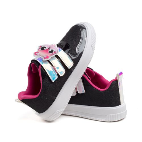 Tênis Infantil Pampili Pamps Glitter com Chaveiro Preto