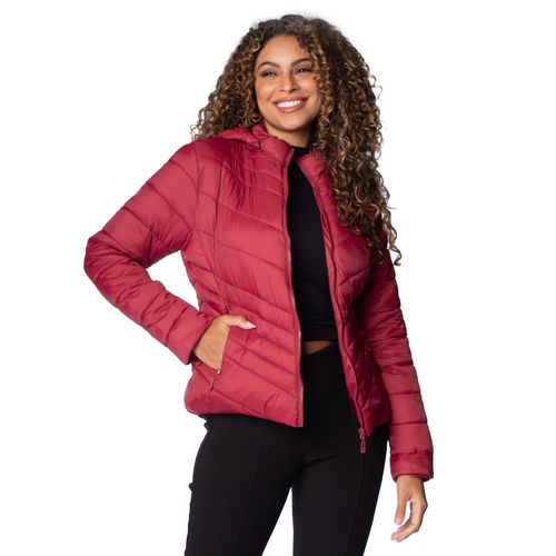 Jaqueta Puffer Feminina Sea Surf Forro Peluciado Bordô