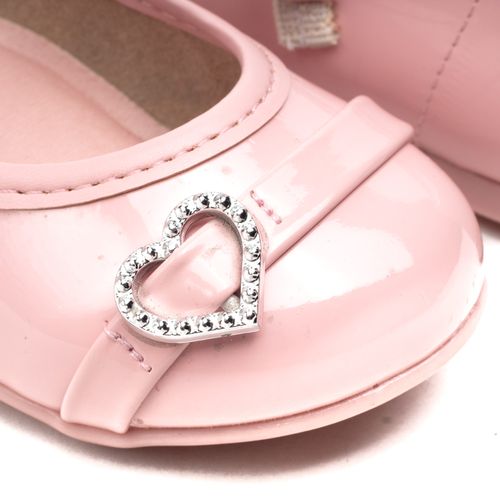 Sapato Infantil Molekinha Verniz com Coração Rosa Claro