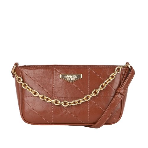 Mini Bolsa Feminina Rafitthy Transversal com Corrente Marrom