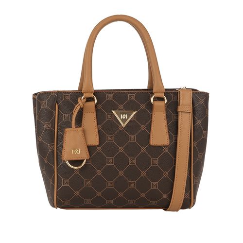 Bolsa Feminina Rafitthy Média Monograma Marrom Escuro
