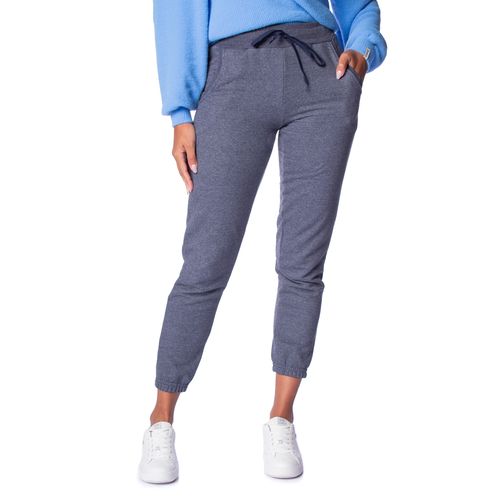 Calça de Moletom Feminina Desayner Punho Elástico Marinho