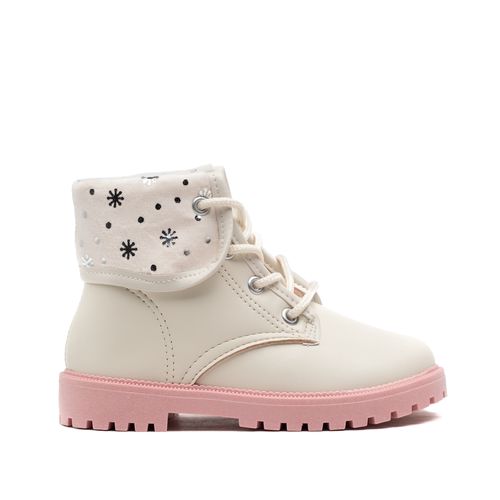 Bota Coturno Infantil Molekinha Flocos Off White