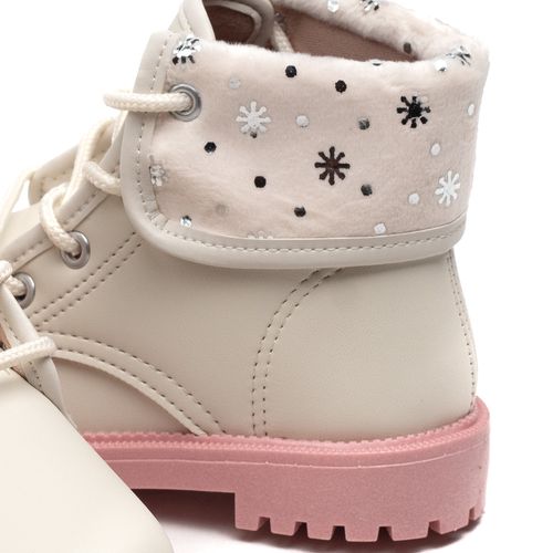 Bota Coturno Infantil Molekinha Flocos Off White